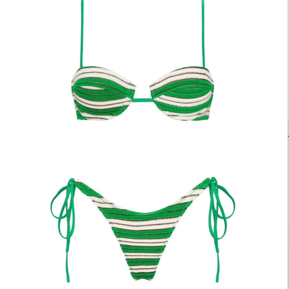 triangl swimwear Green Striped Bikini Set